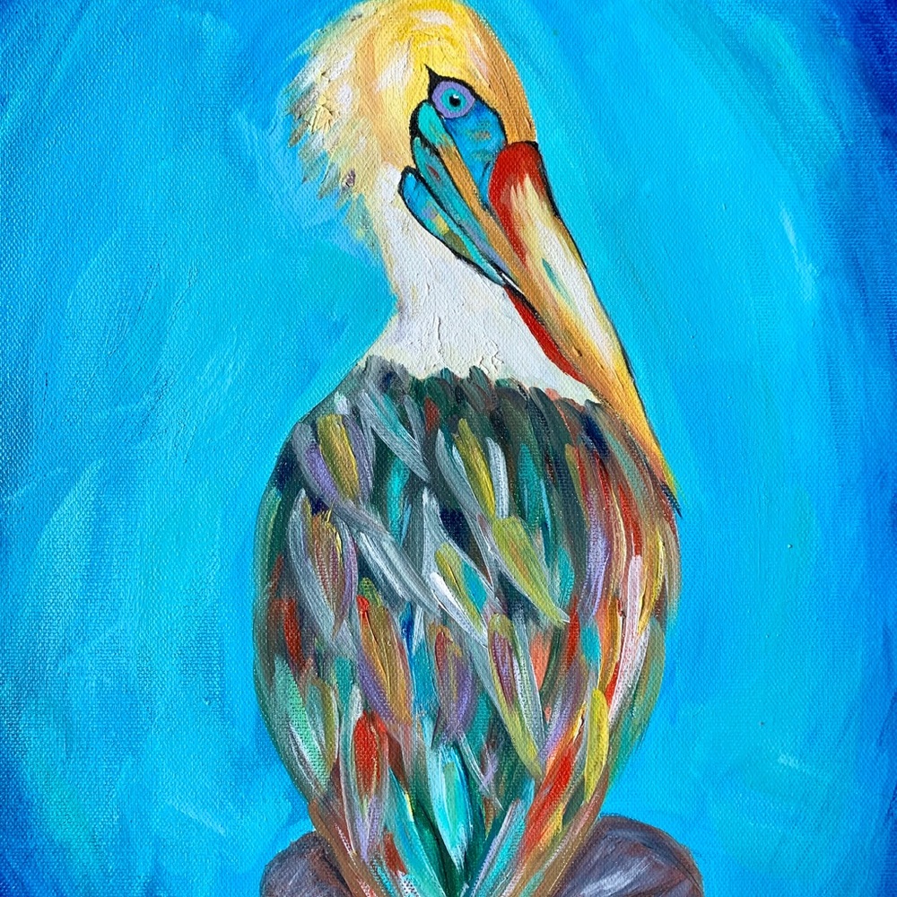 ORIGINAL Pelican Oil Painting 11 x 14